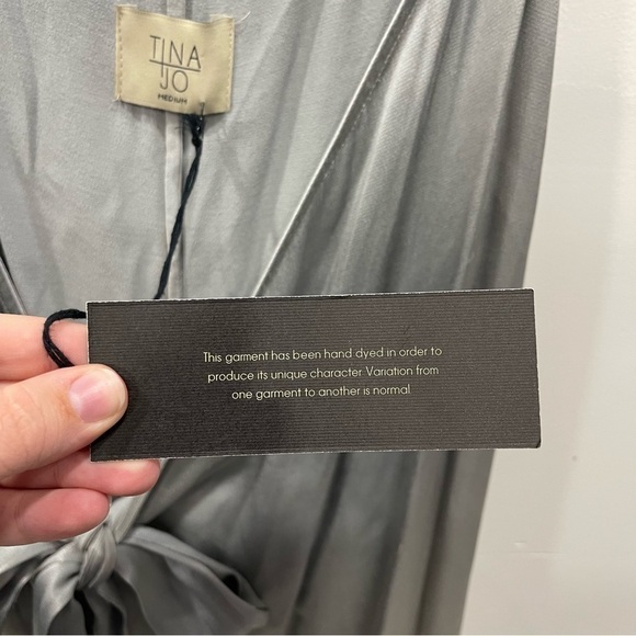 Tina Jo Strappy Wrap Dress in Steel Ombre Tie-Front Medium - Picture 3 of 10